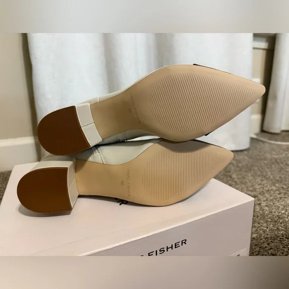 White Ankle Boot with Black Cap Toe - Picture 5 of 6